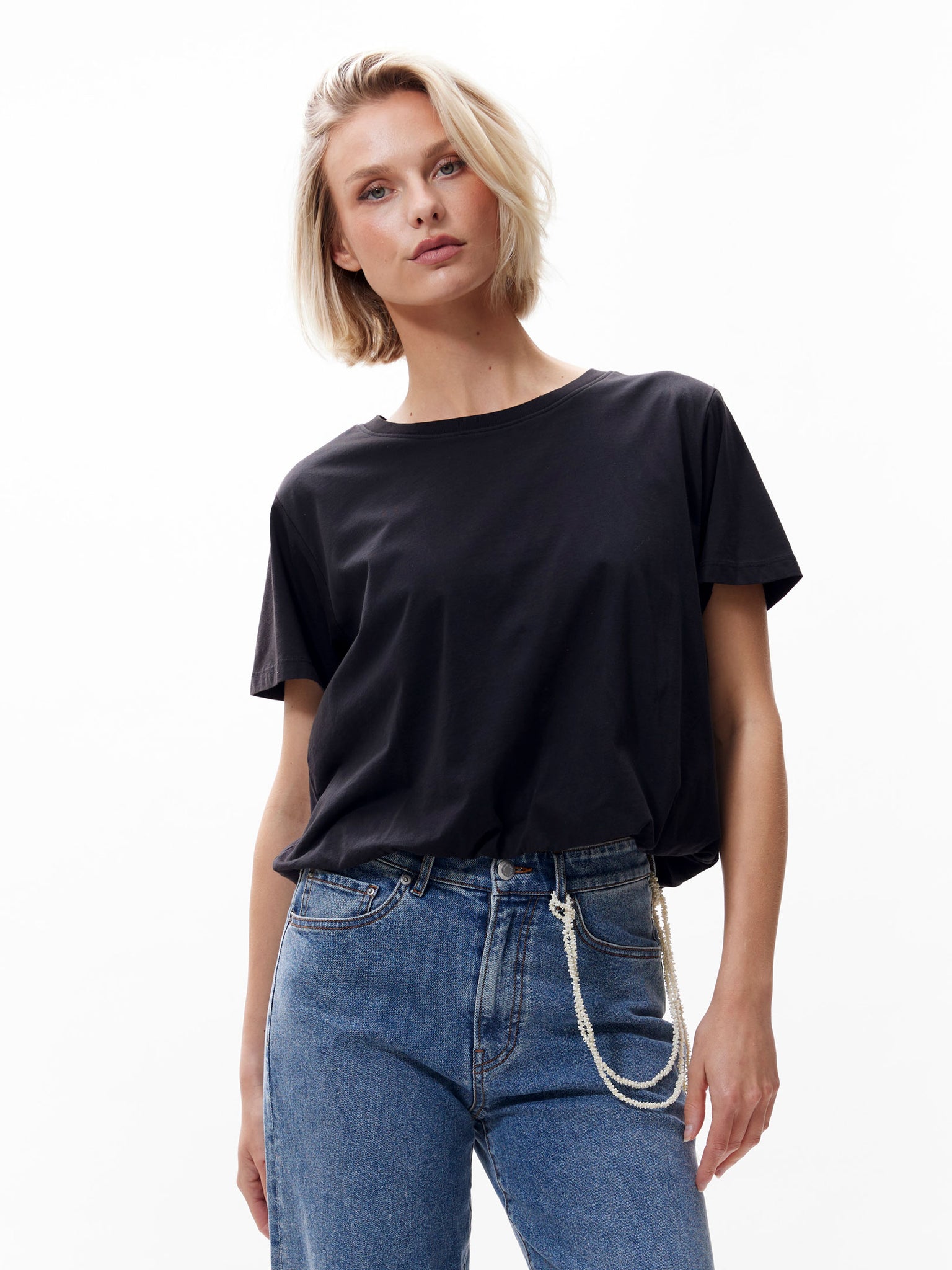 Tshirt met tuck in effect | Black