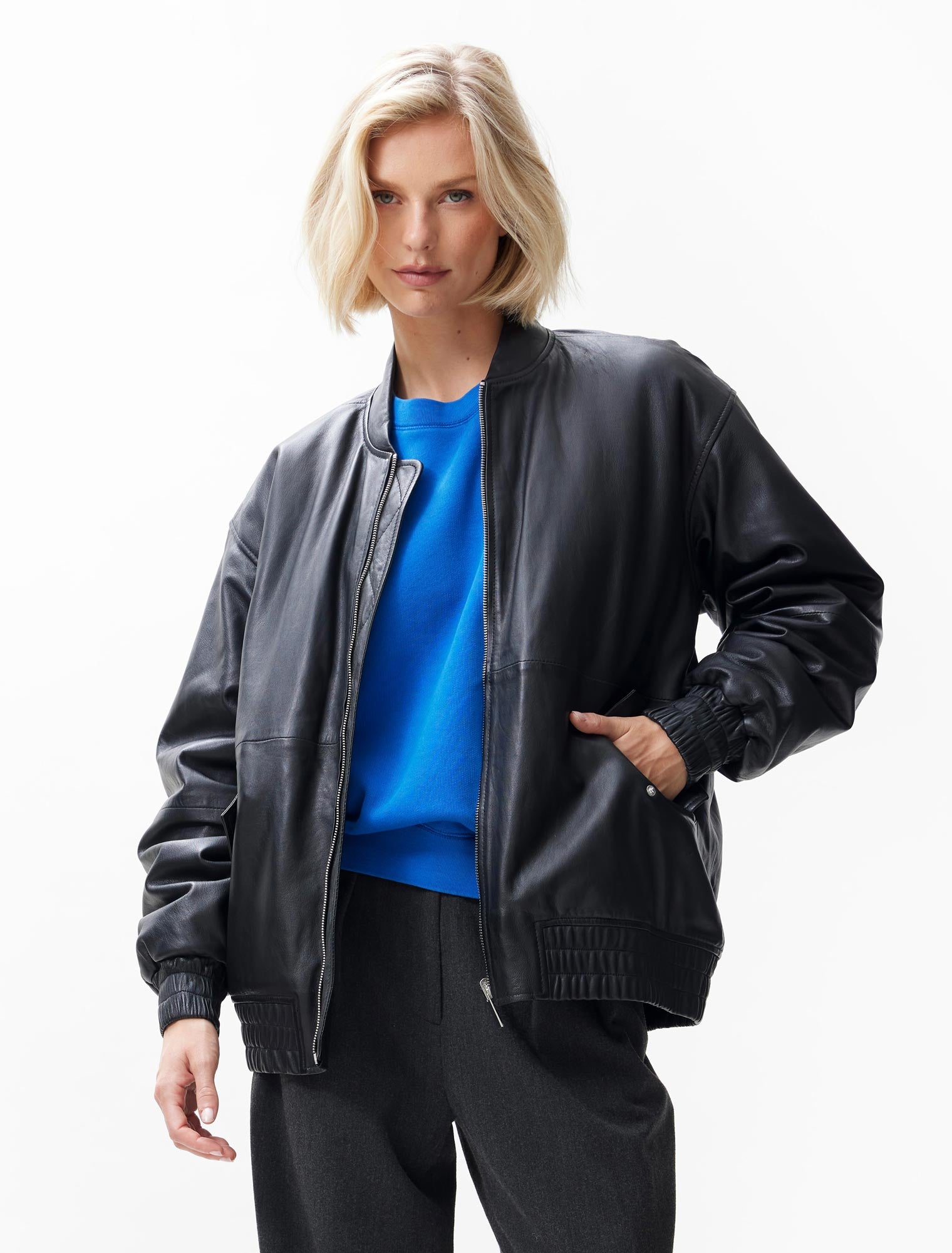 Leather bomber jacket | Black – Catwalk Junkie