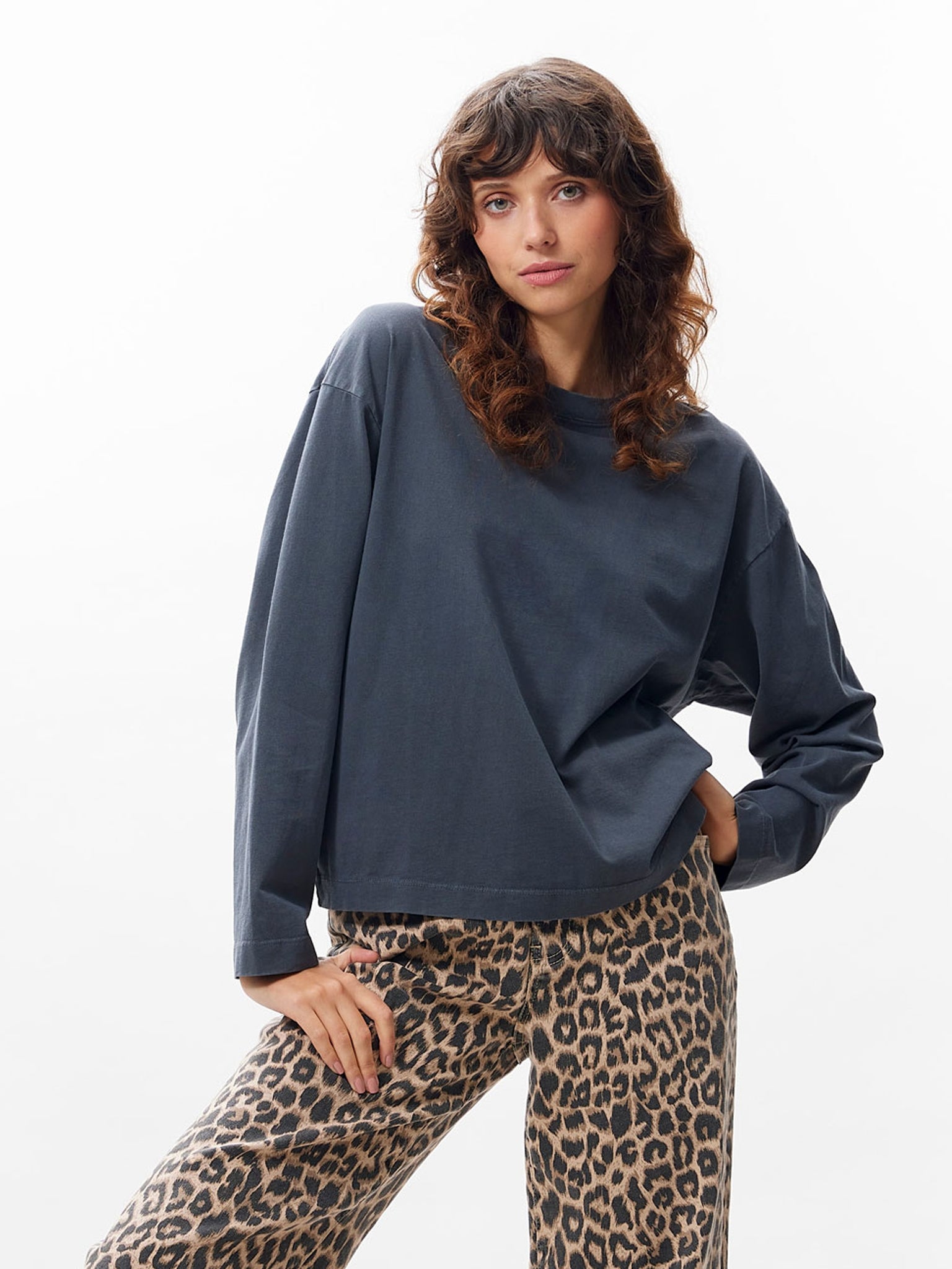 Long sleeve met losvallende pasvorm | Carbon