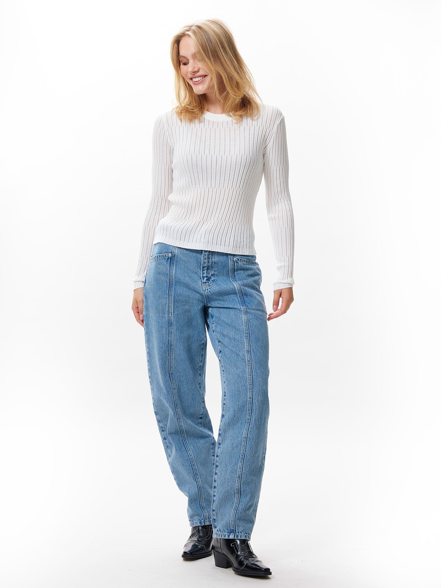 Gebreide trui met rib structuur | Off White