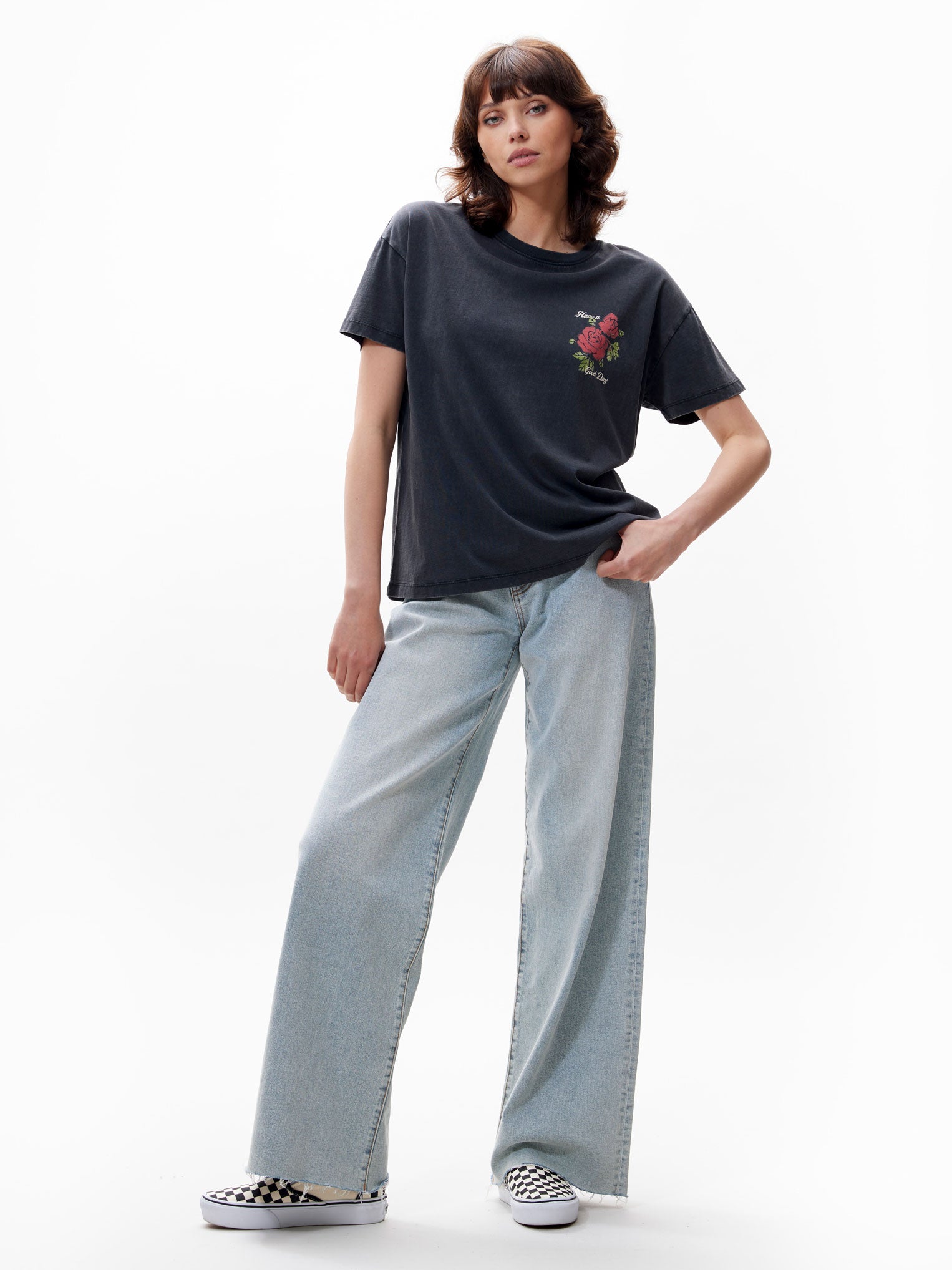 Tshirt met graphic | Faded Dark Grey