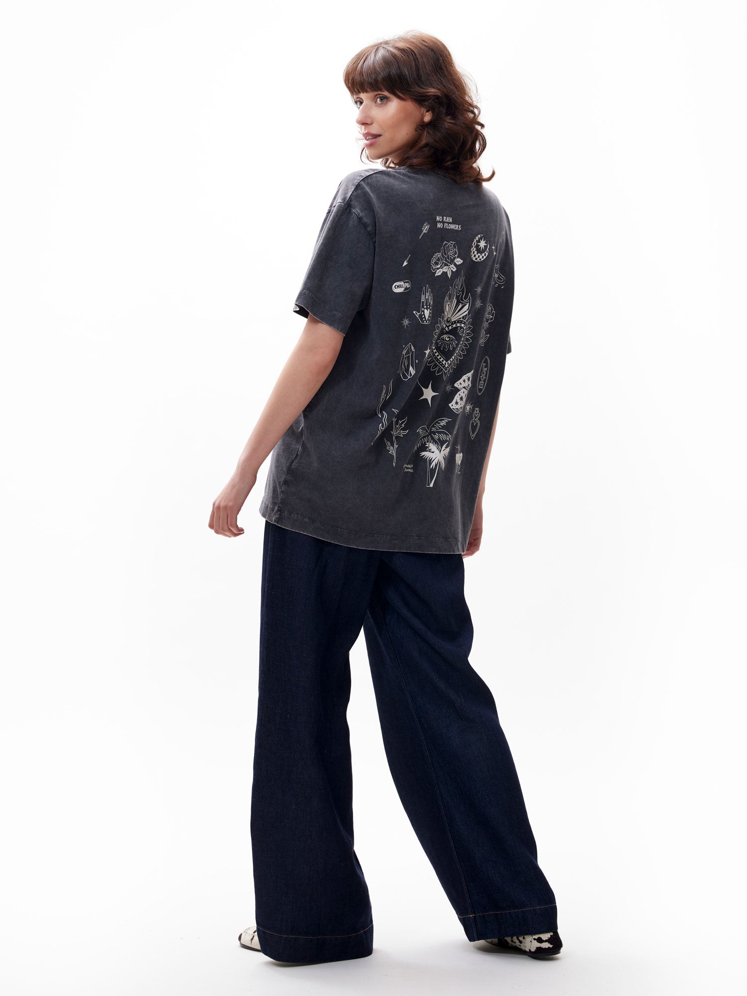 Oversized graphic Tshirt | Faded Dark Grey