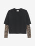 Losvallende Tshirt met mesh long sleeves | Faded Dark Grey