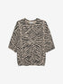 Zebra sweater met korte mouw | Sand