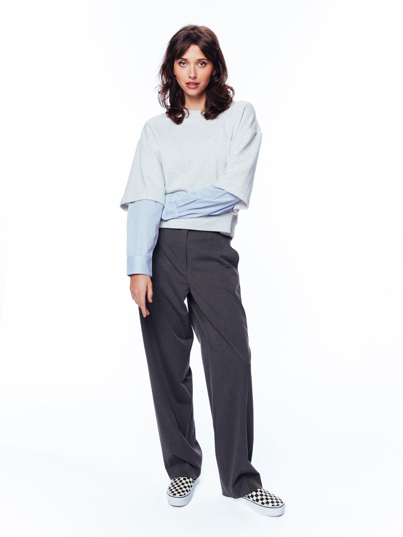 Sweater met blouse mouwen | Grey Melange