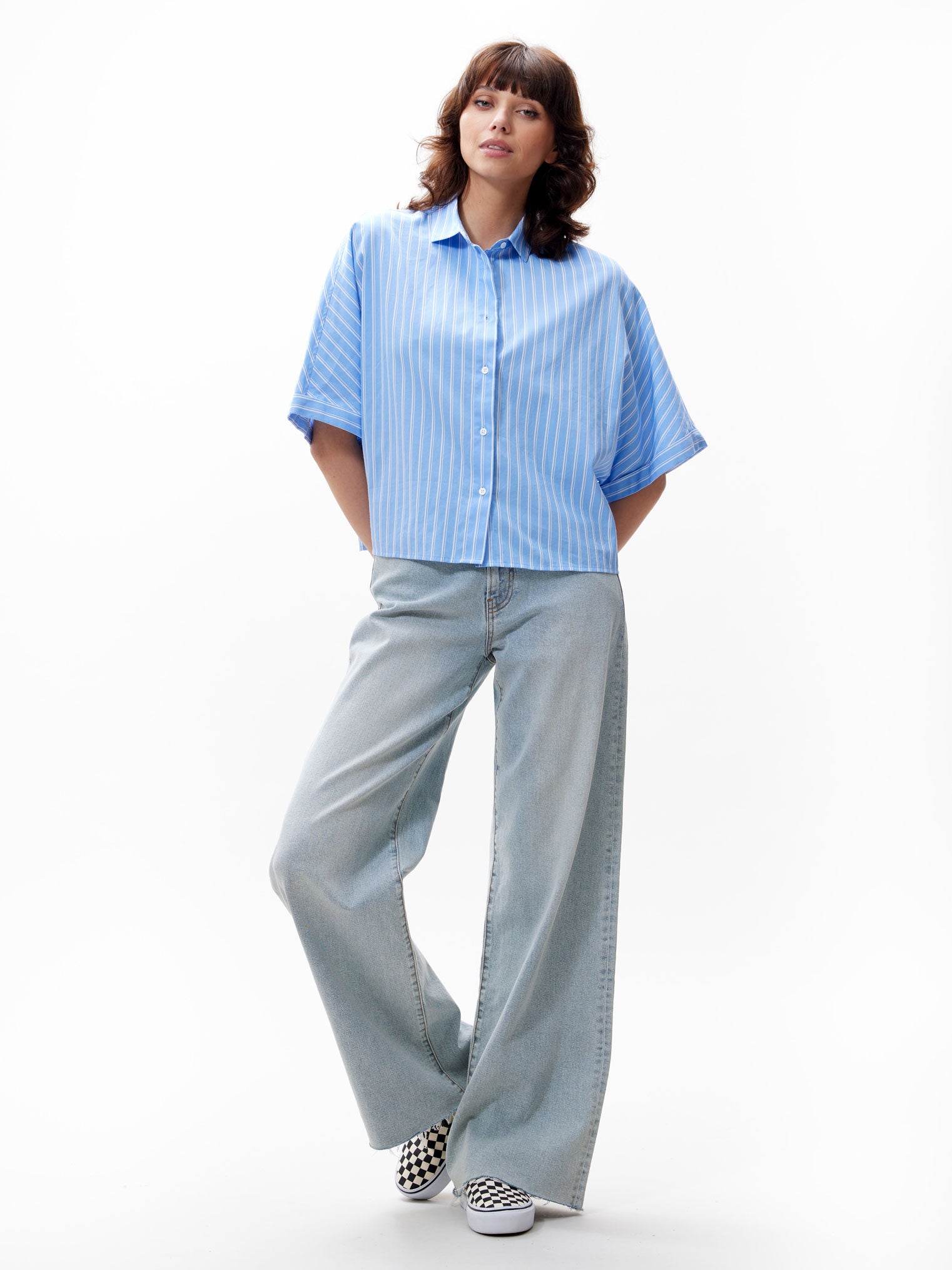 Blouse met korte mouwen | Cornflower Blue