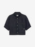 Denim blouse with short sleeves | Dark Blue