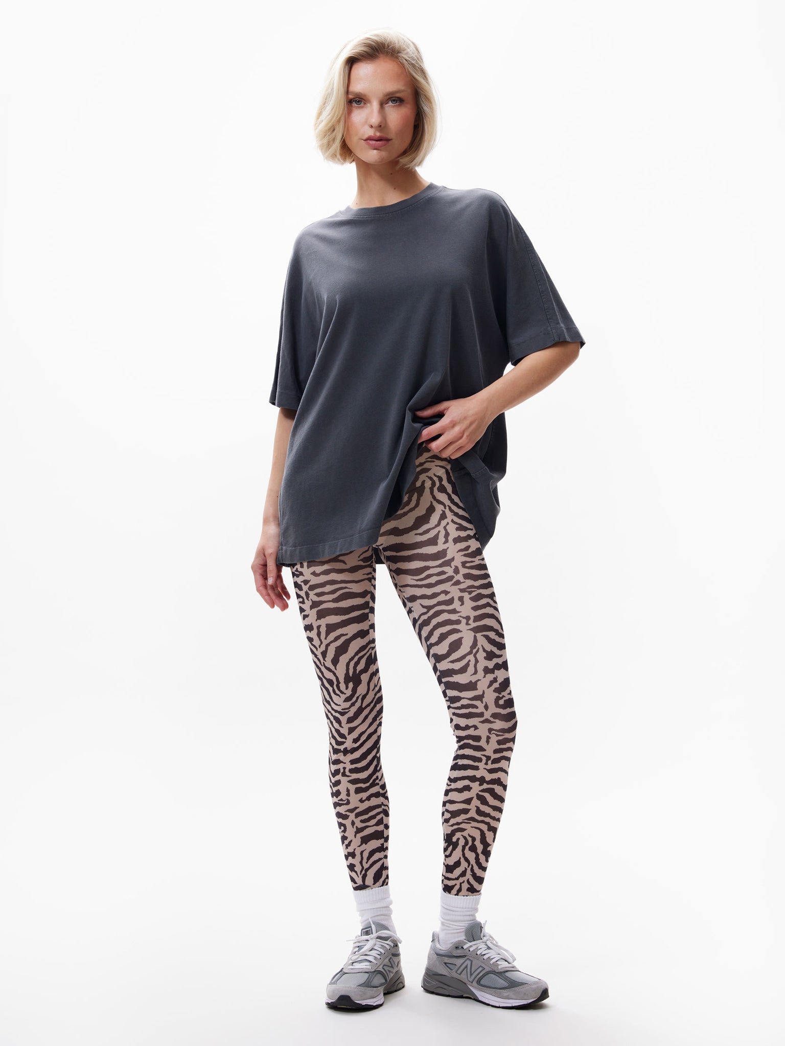 Mesh zebra legging | Sand