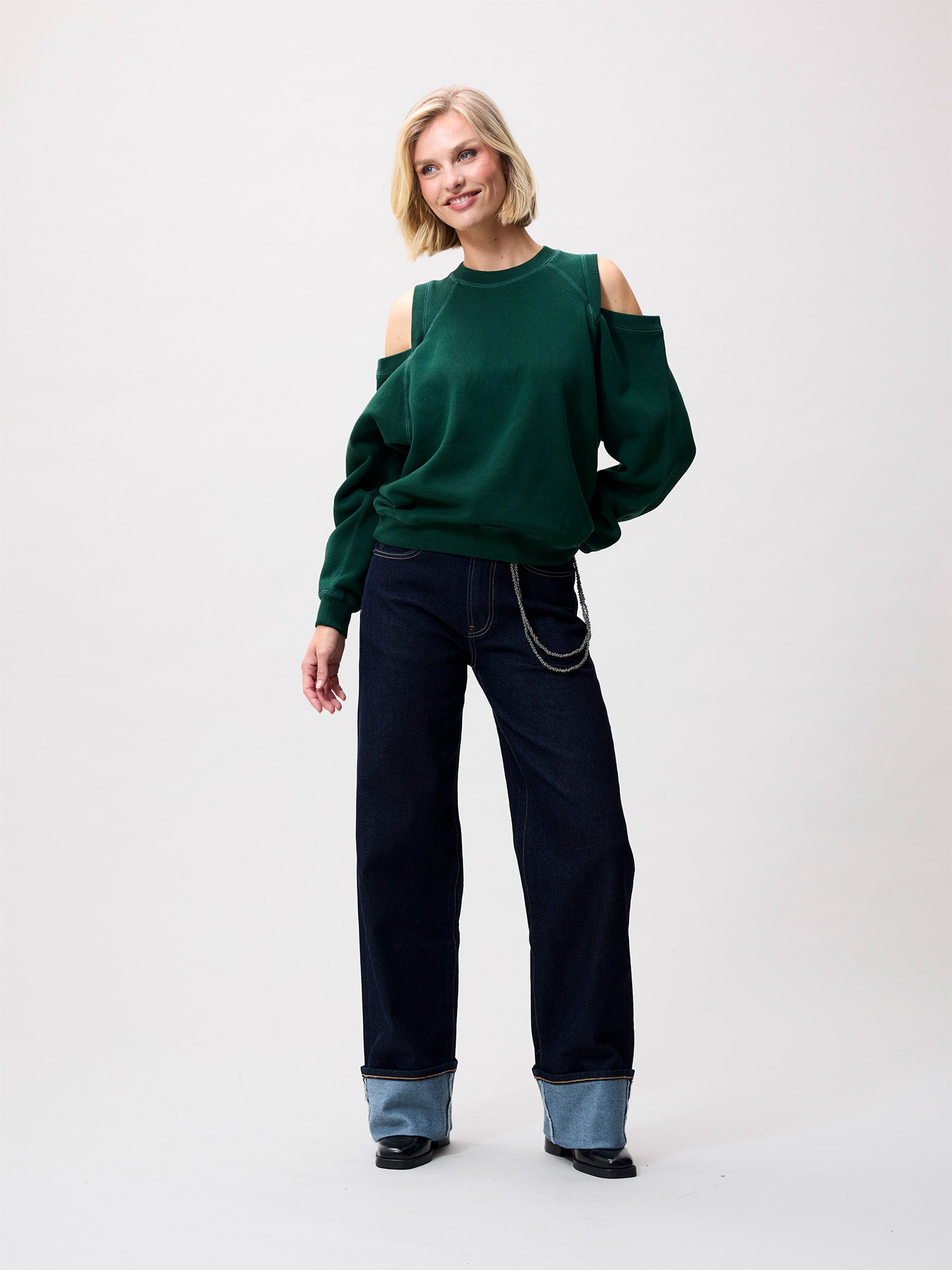 Sweater met open shoulders | Pine Forest