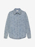 Denim blouse with rose design | Blue