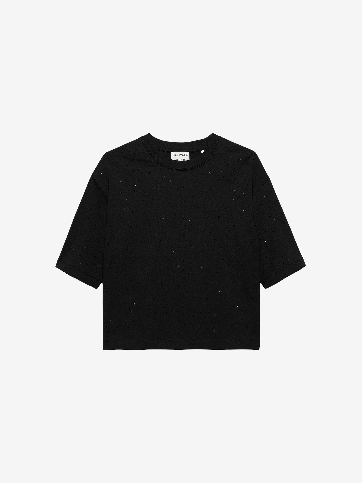 Loose fit Tshirt met strass | Black