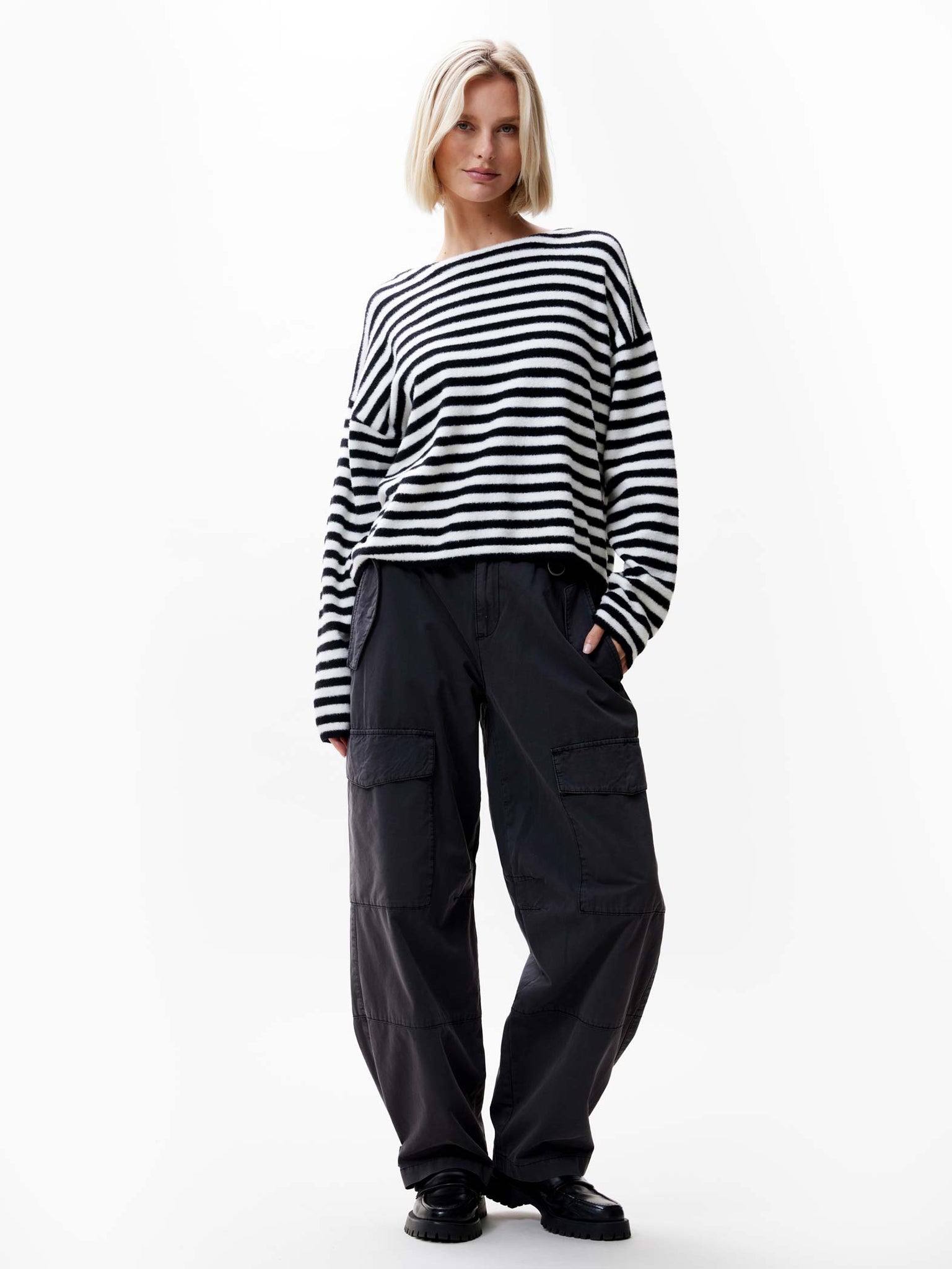 Gebreide trui Soft Stripe | Black