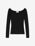 Rib gebreide top met V hals | Black