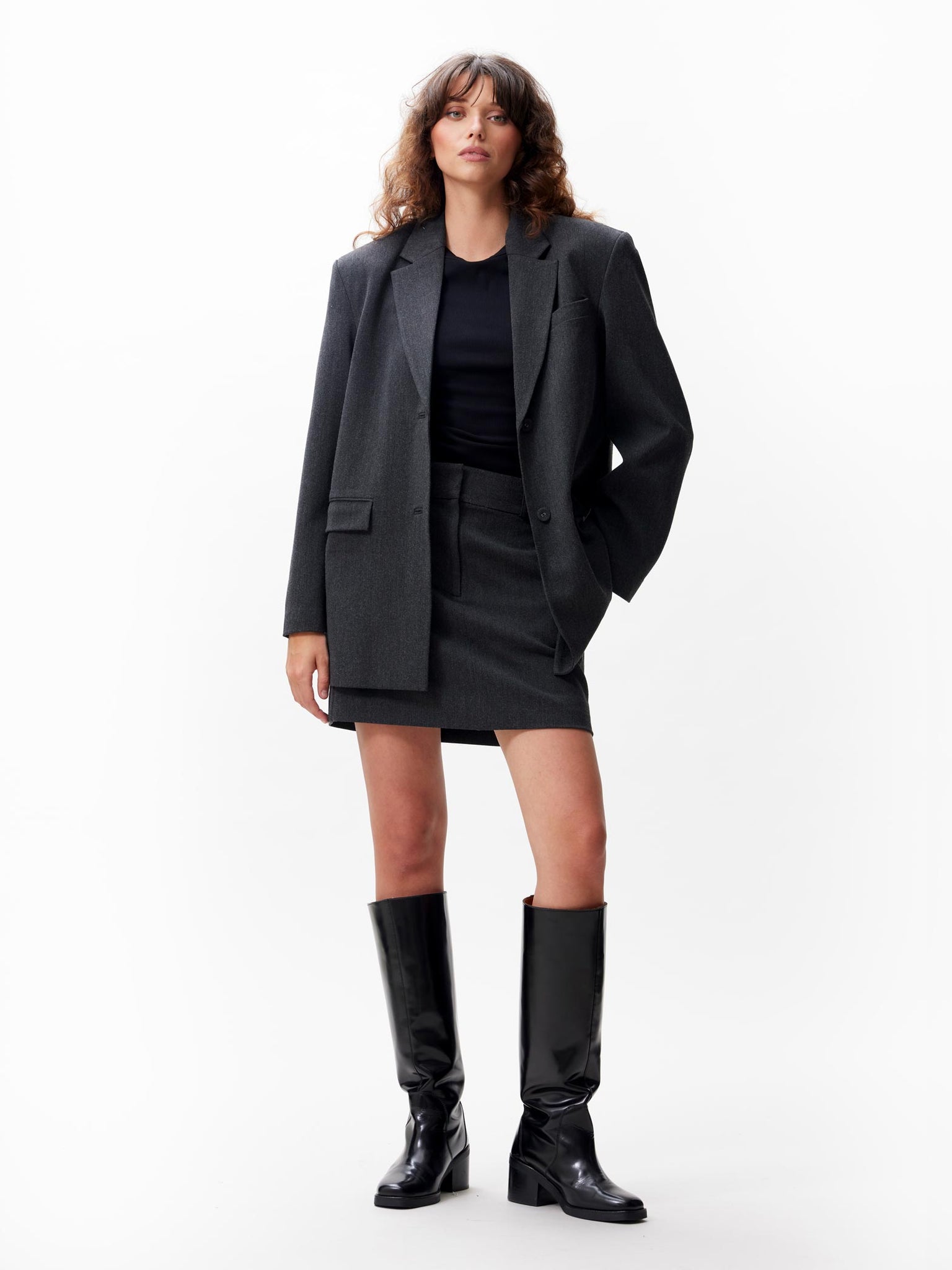 Oversized blazer | Dark Grey Melange