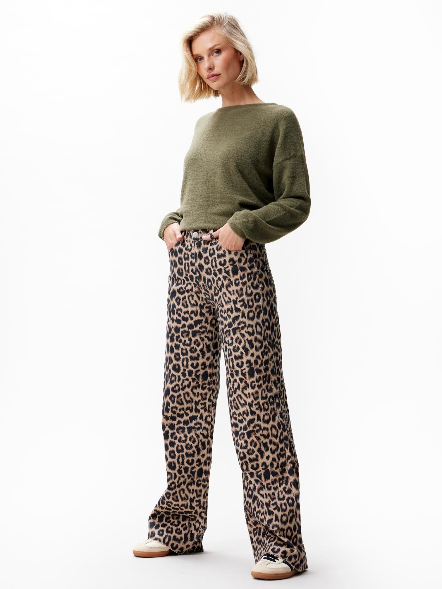 Jeans Loose met leopard dessin | Grey Morn