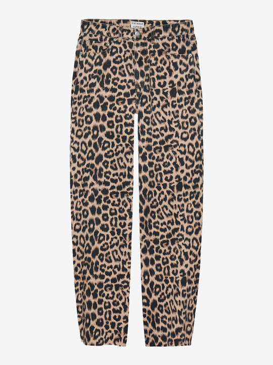 Jeans Barrel met leopard dessin | Grey Morn