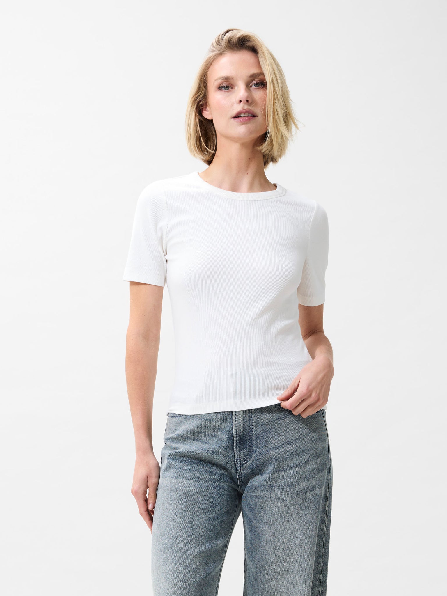 Tshirt van ribstof | Off White