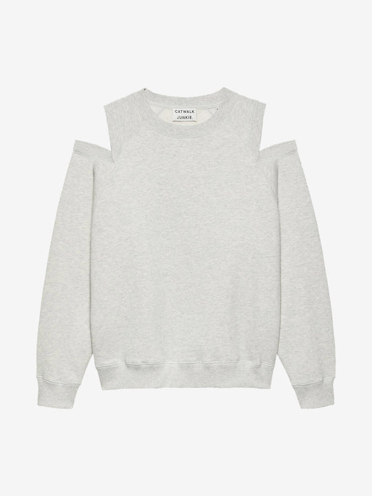 Sweater with open shoulders | Gray Melange