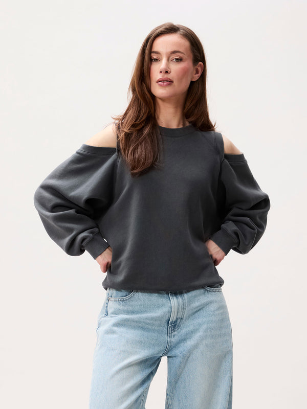 Sweater with open shoulders | Carbon