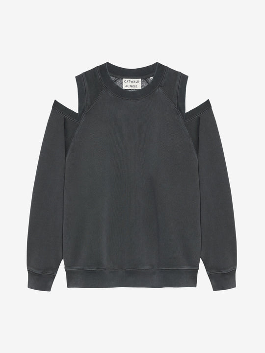 Sweater met open shoulders | Carbon