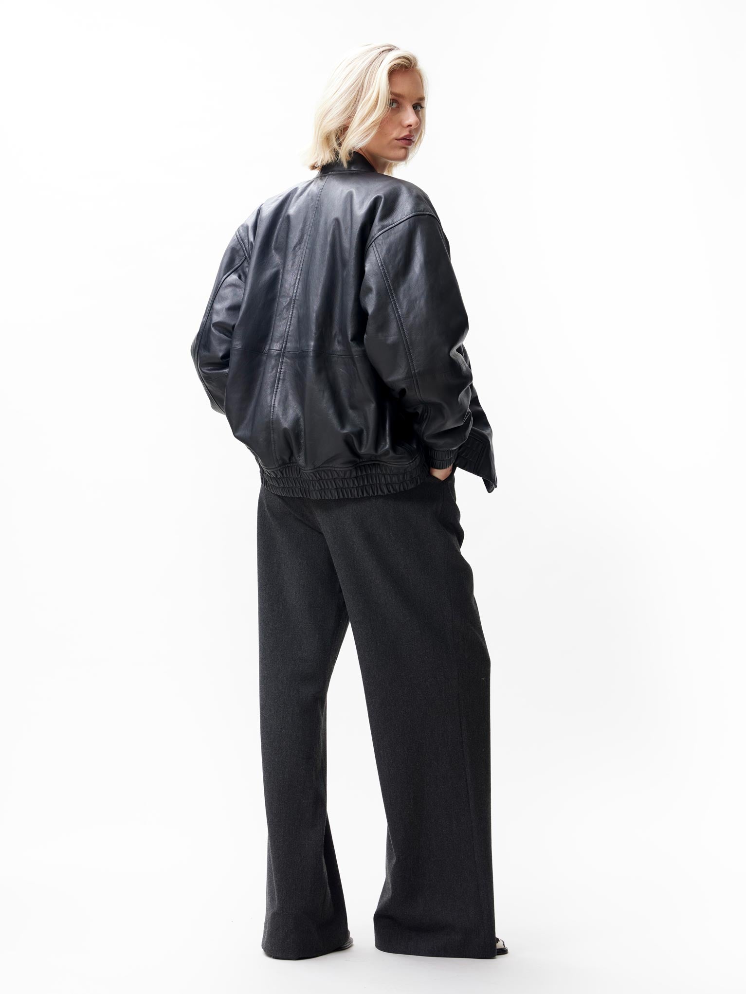 Leather bomber jacket | Black – Catwalk Junkie