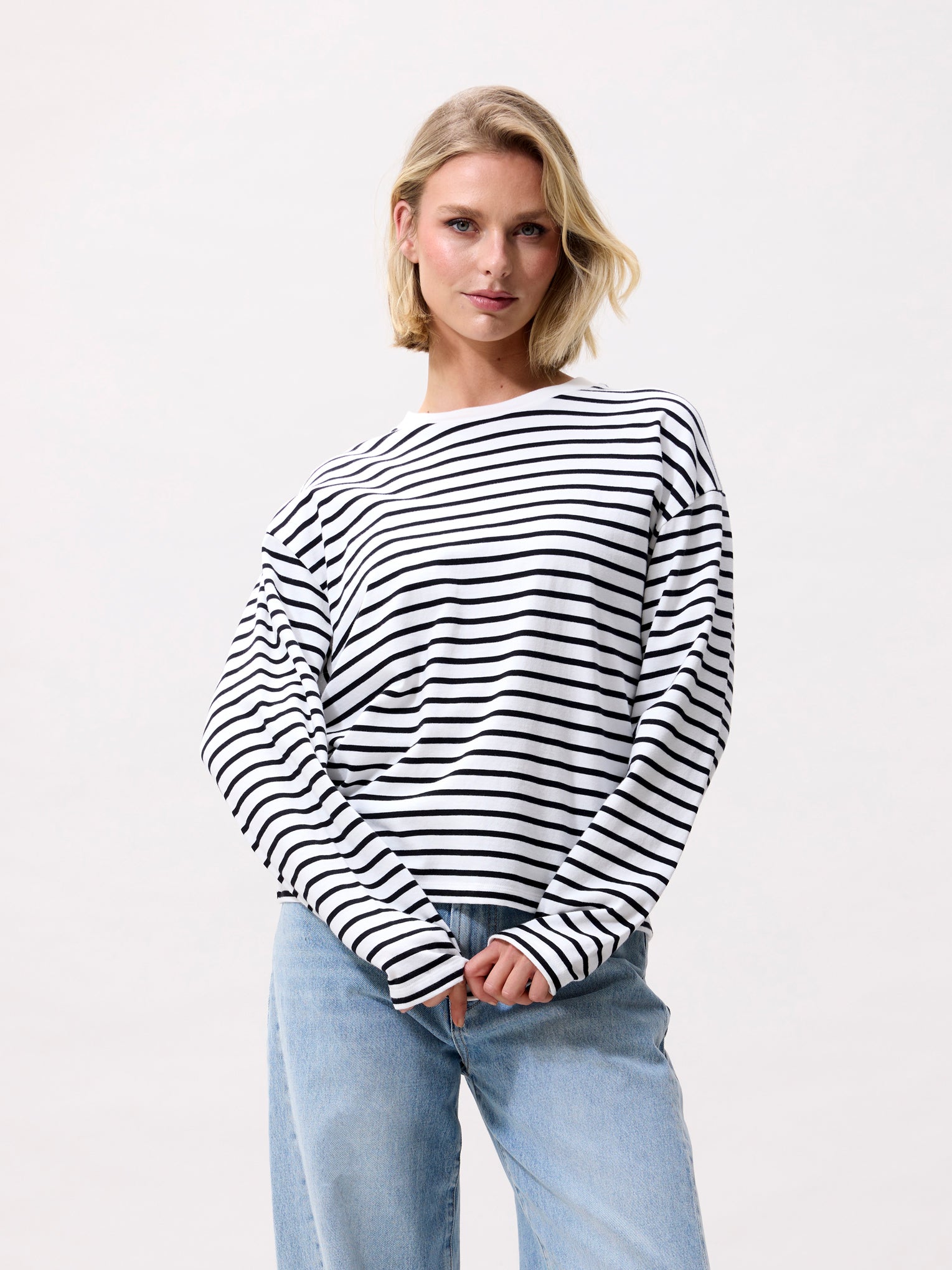 Relaxed striped long sleeve | Off White