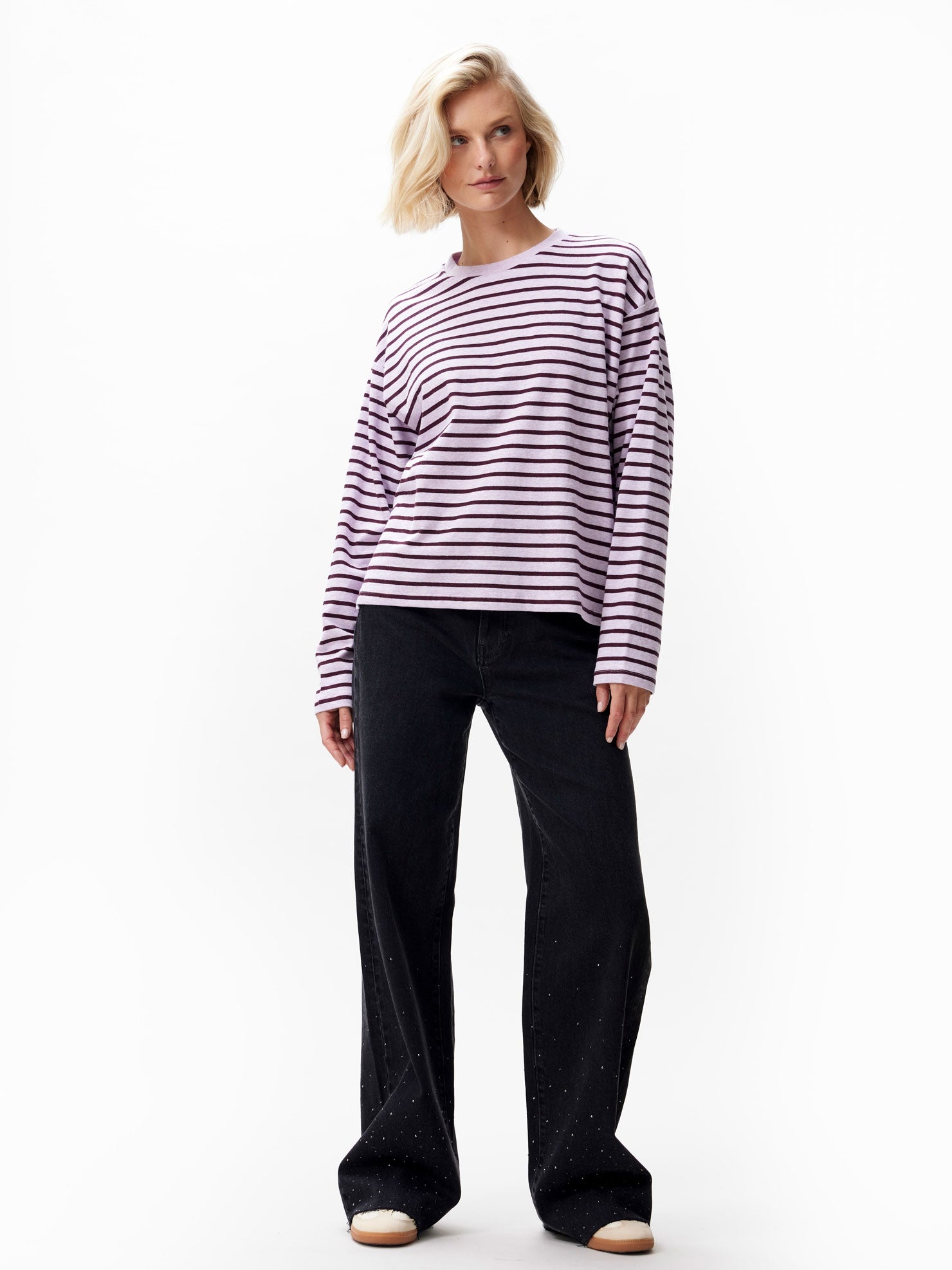 Relaxed striped long sleeve | Fair Orchid