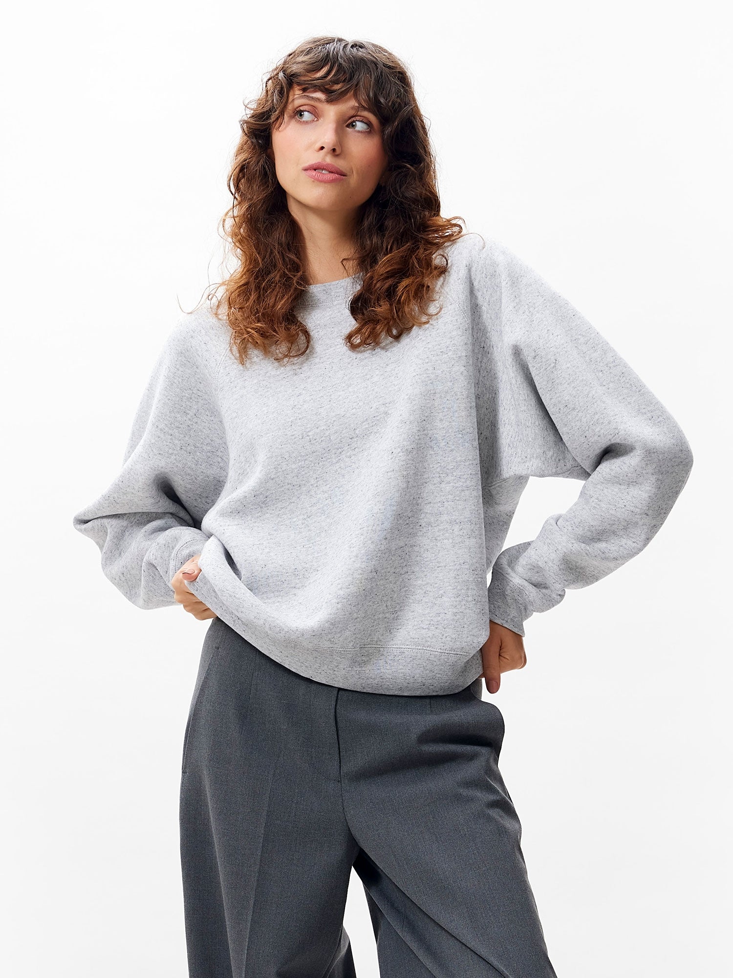 Raglanpullover | Graue Melange