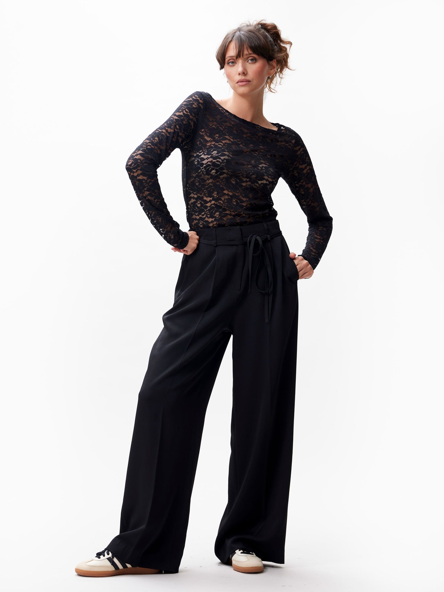 Wide leg pantalon | Black