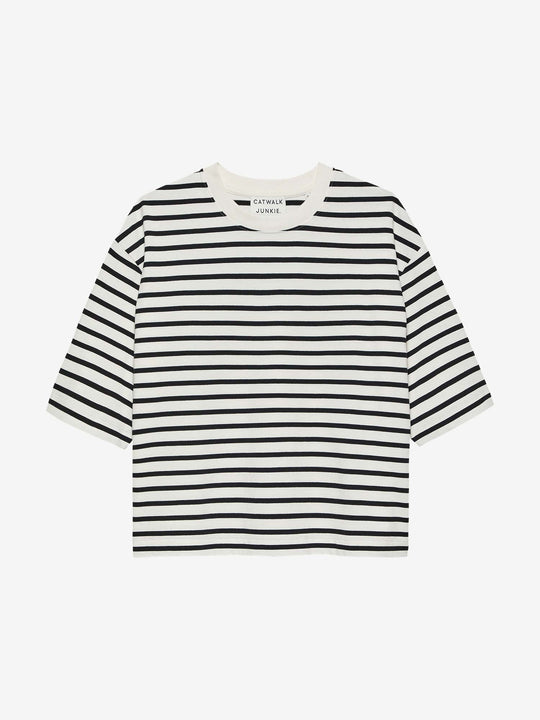Loose fit striped Tshirt | Black