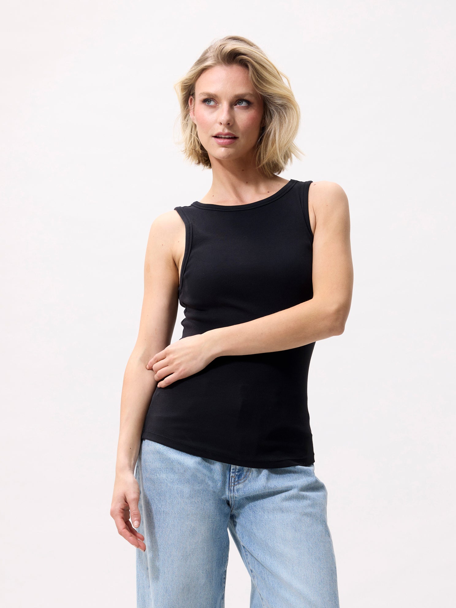 Singlet van ribstof | Black