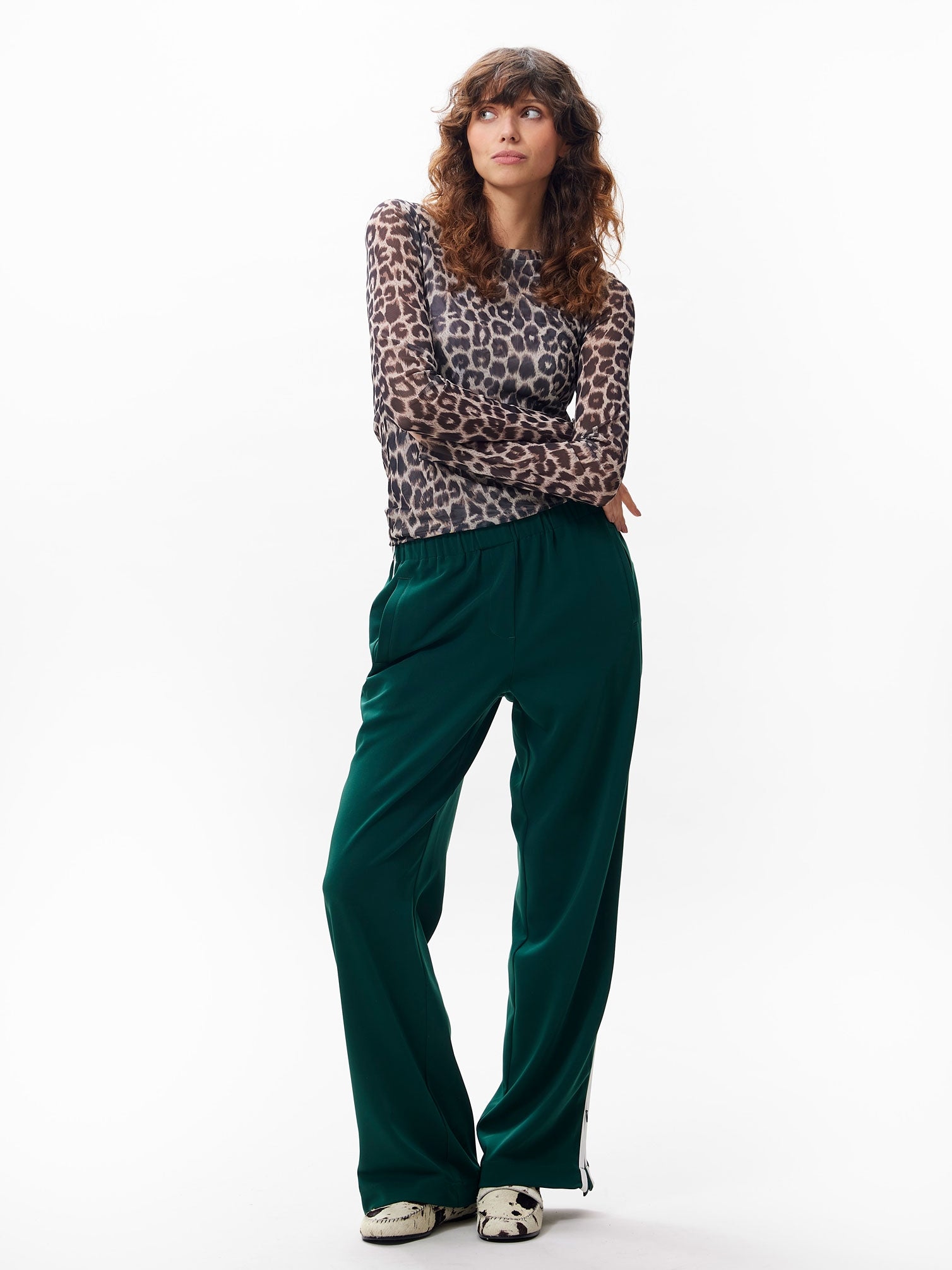 Longlseeve van mesh met leopard dessin | Sesame