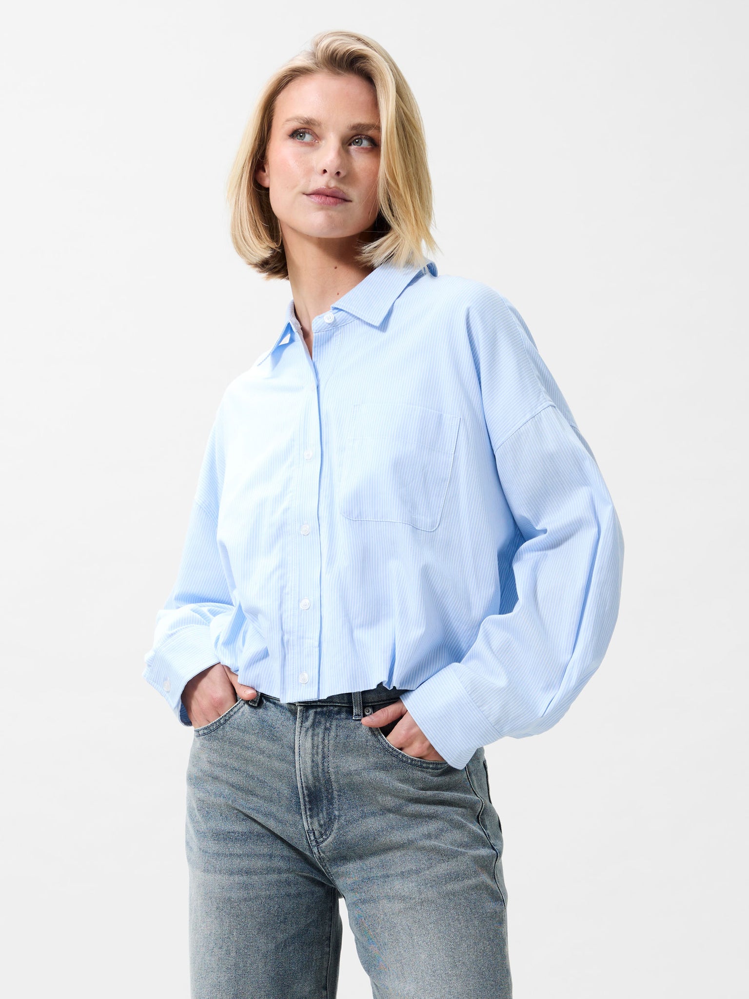 Tuck in blouse | Chambray Blue