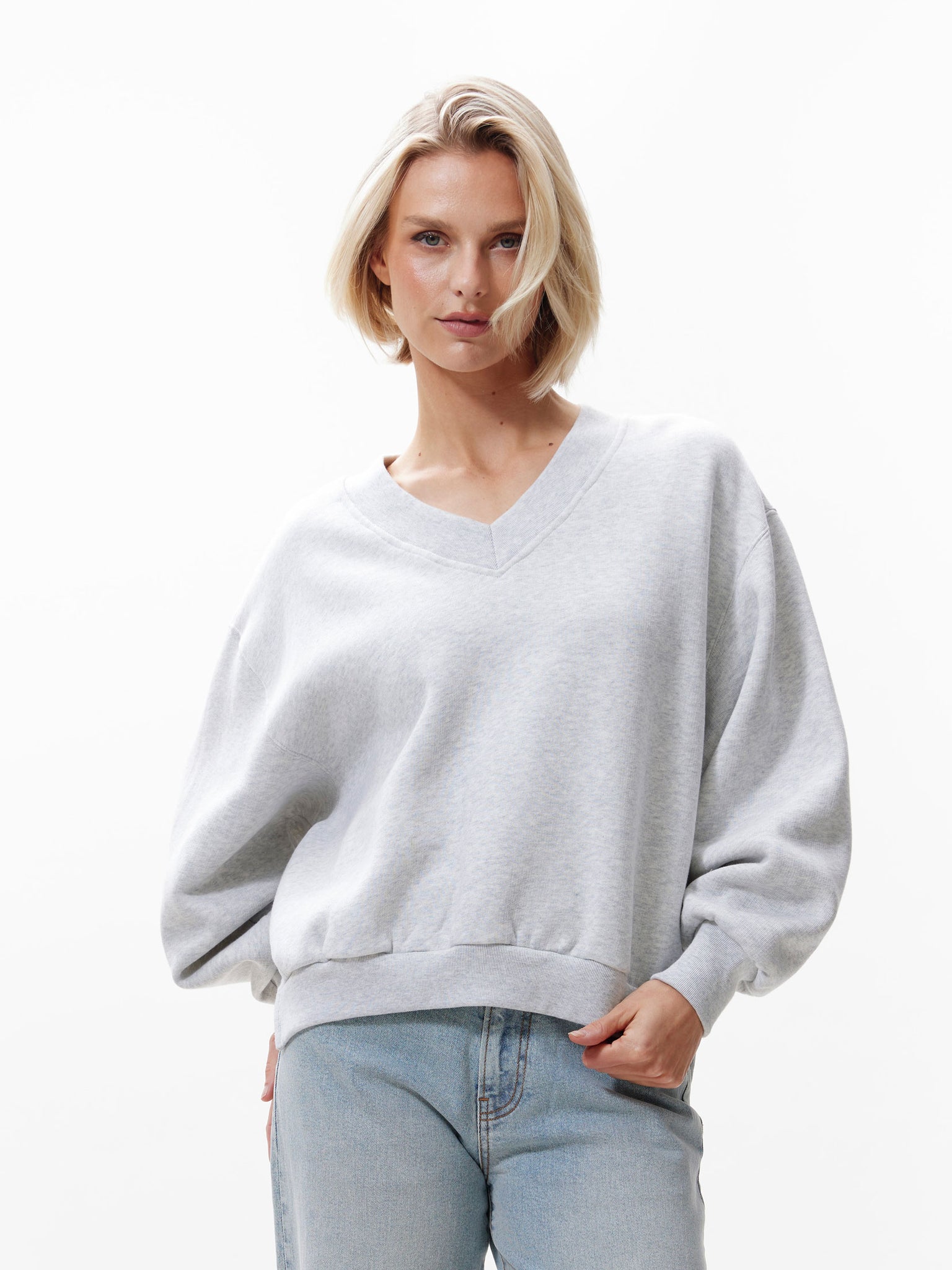 Sweater met Vneck | Grey Melange