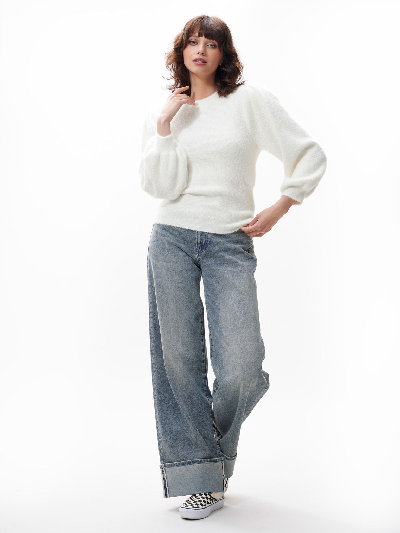 Fuzzy puff sleeve knit | Off White