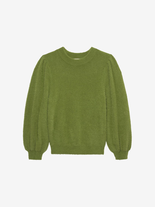 Fuzzy puff sleeve knit | Grasshopper