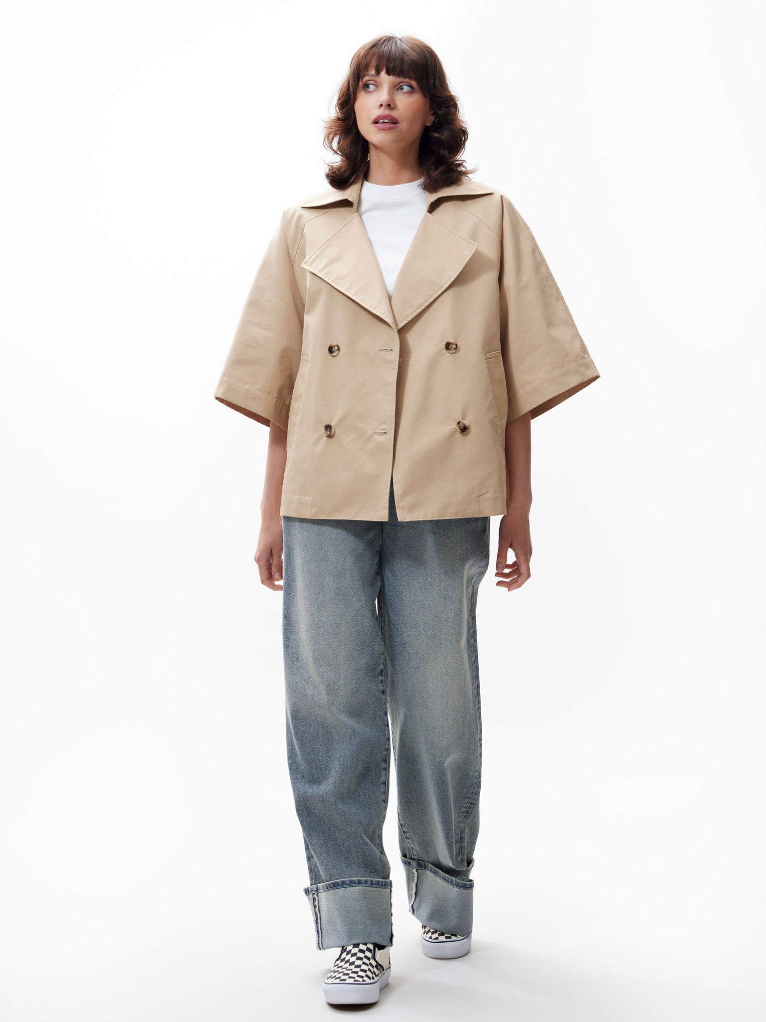 Short sleeve trenchcoat | Travertine