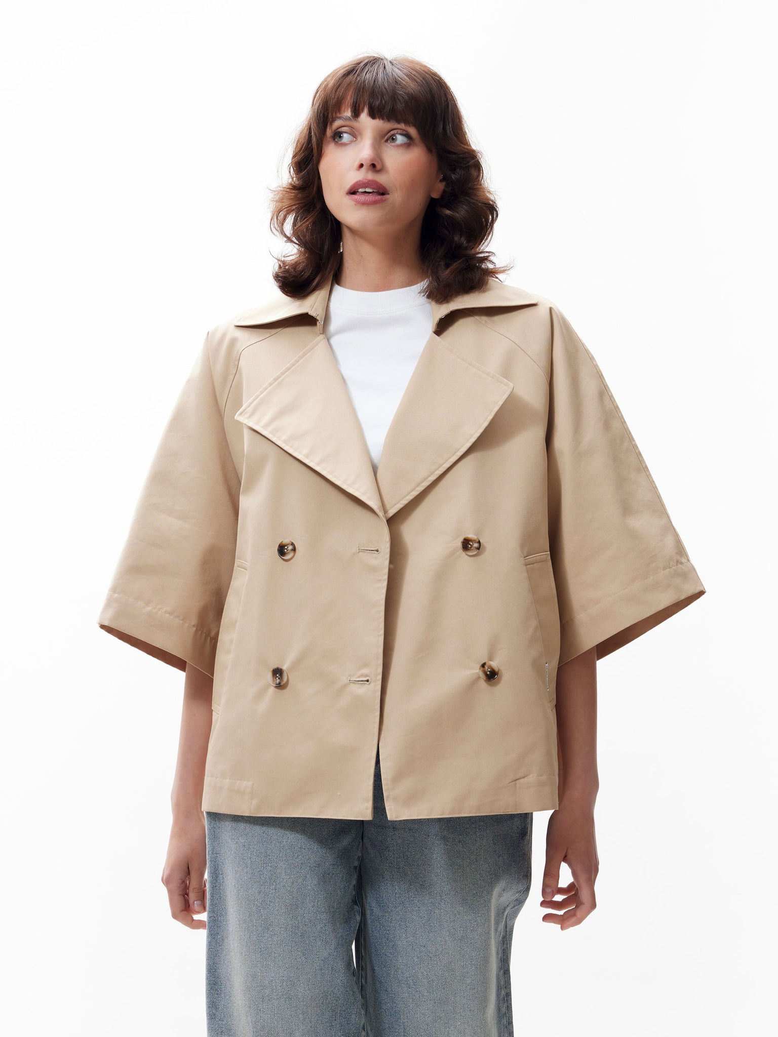 Short sleeve trench coat | Travertine