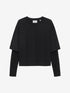 Loose fit Tshirt with lace sleeves | Black