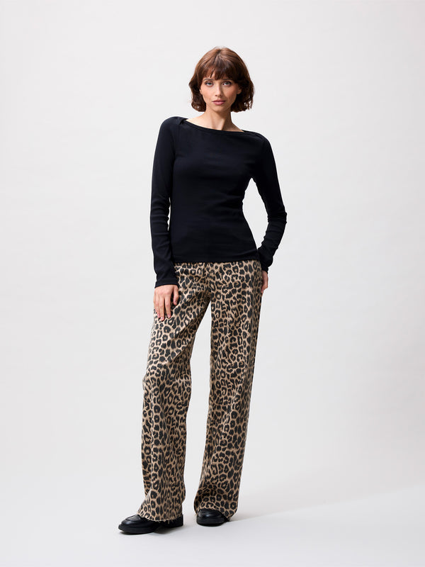 Boatneck rib long sleeve | Black