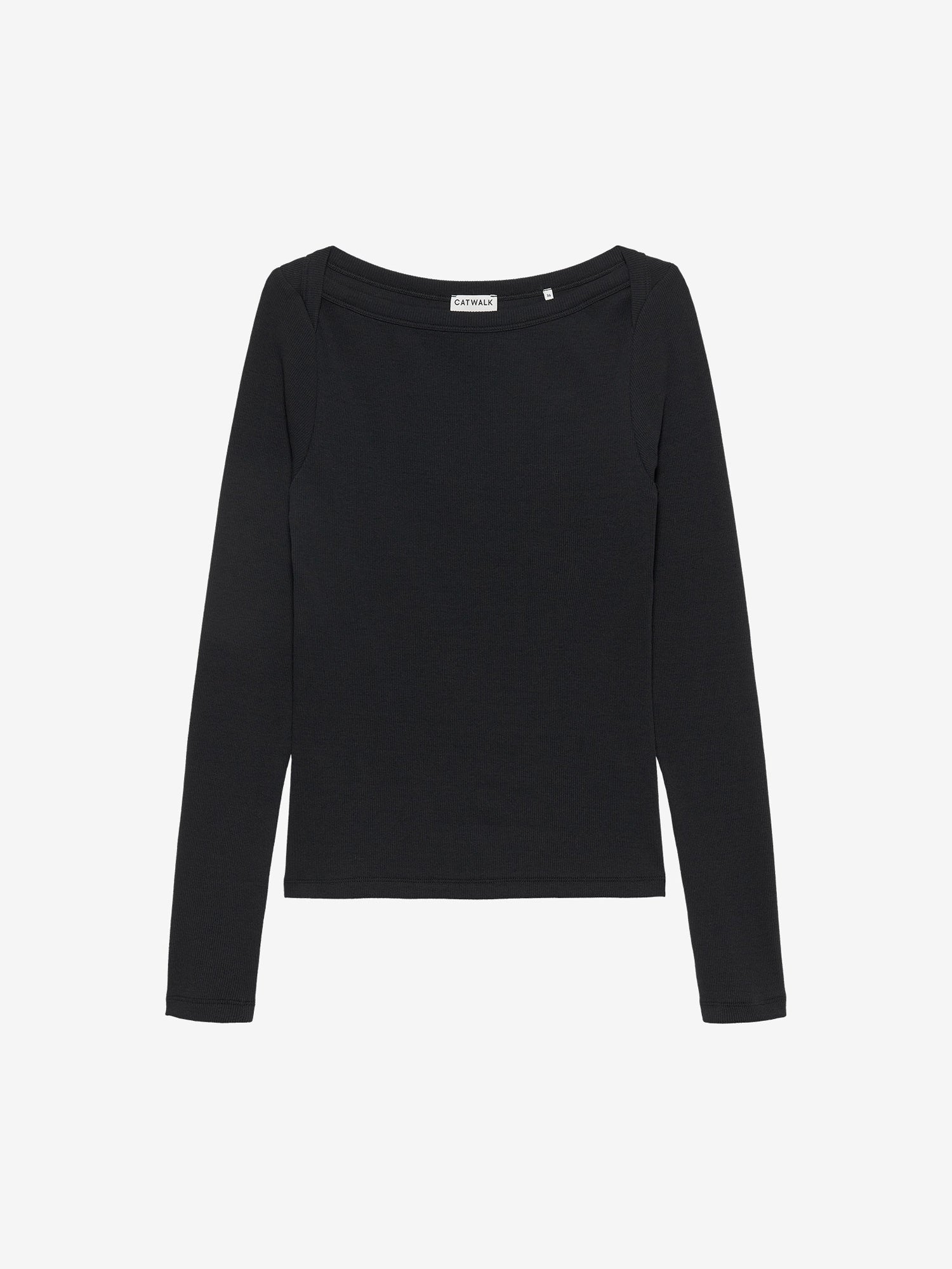 Boatneck rib long sleeve | Black