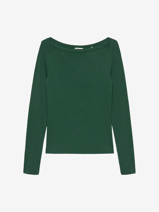 Boatneck rib long sleeve | Pine Forest