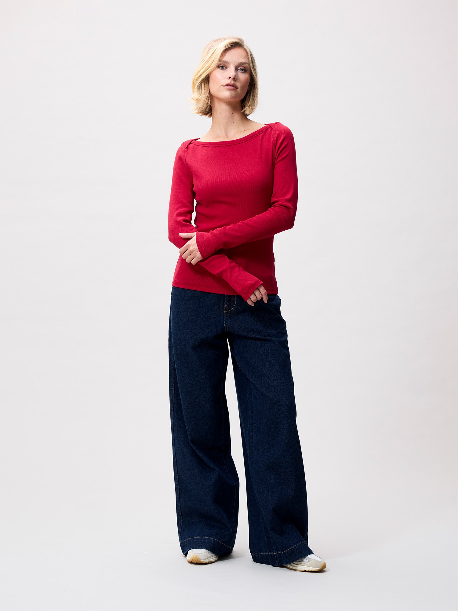 Boatneck rib long sleeve | Red Fruit