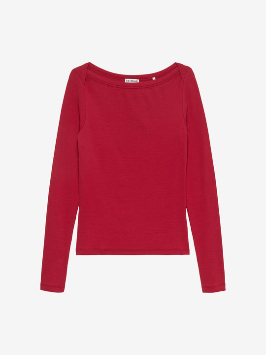 Boatneck rib long sleeve | Red Fruit