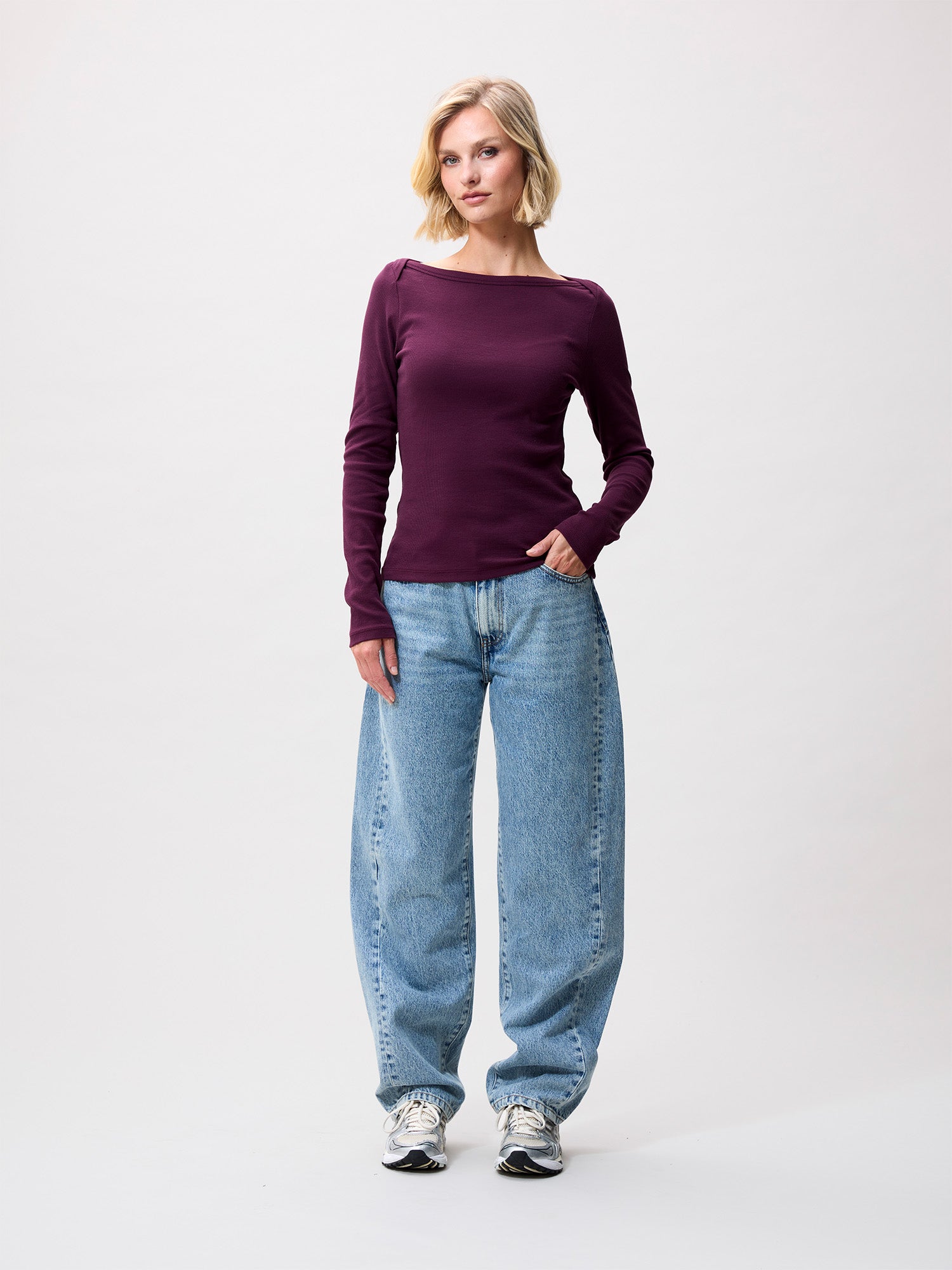 Boatneck rib long sleeve | Winetasting