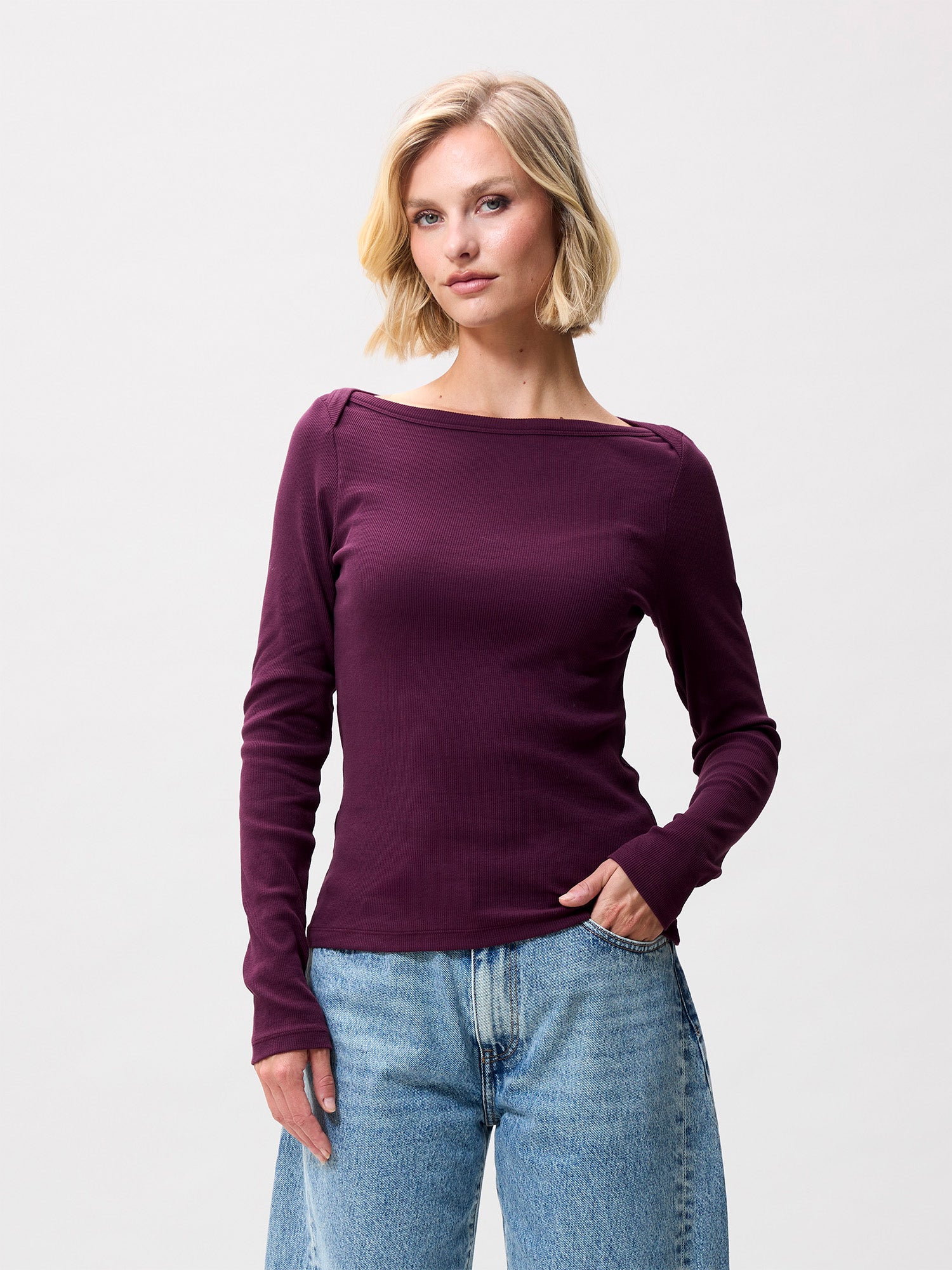 Boatneck rib long sleeve | Winetasting