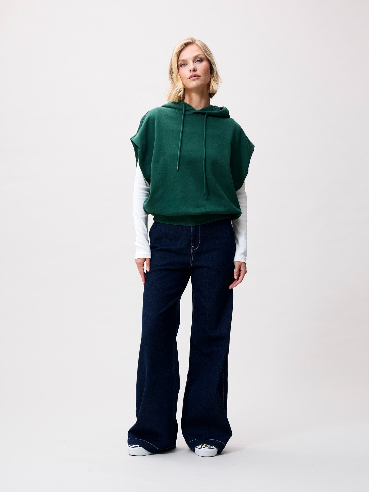 Sleeveless sweater met hood | Pine Forest