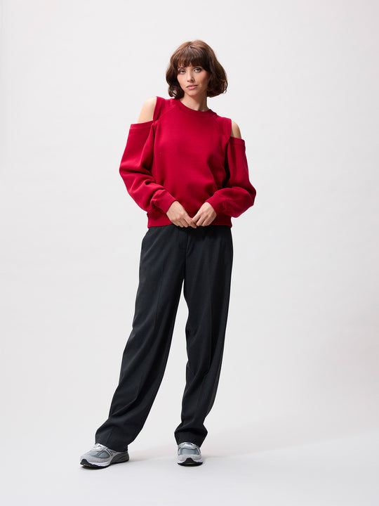 Sweater with open shoulders | Red Fruit