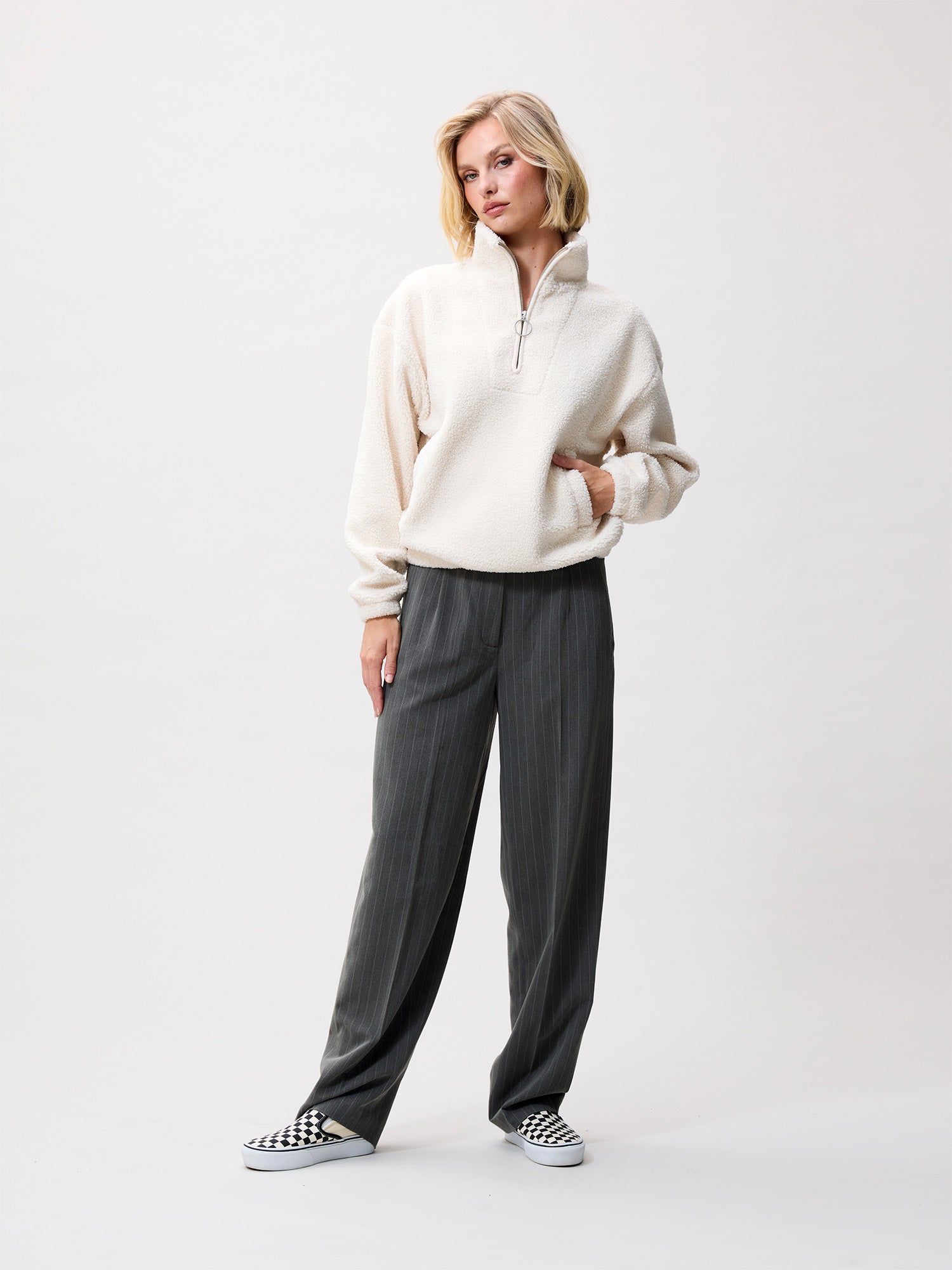 Half zip sweater van teddy | Vanilla Cream