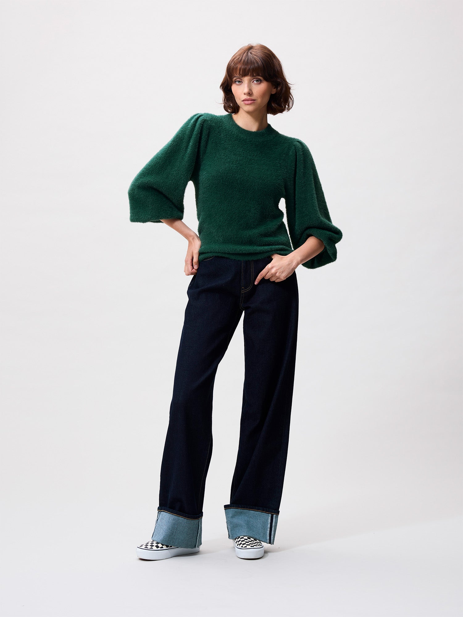 Fuzzy puff knit | Pine Forest